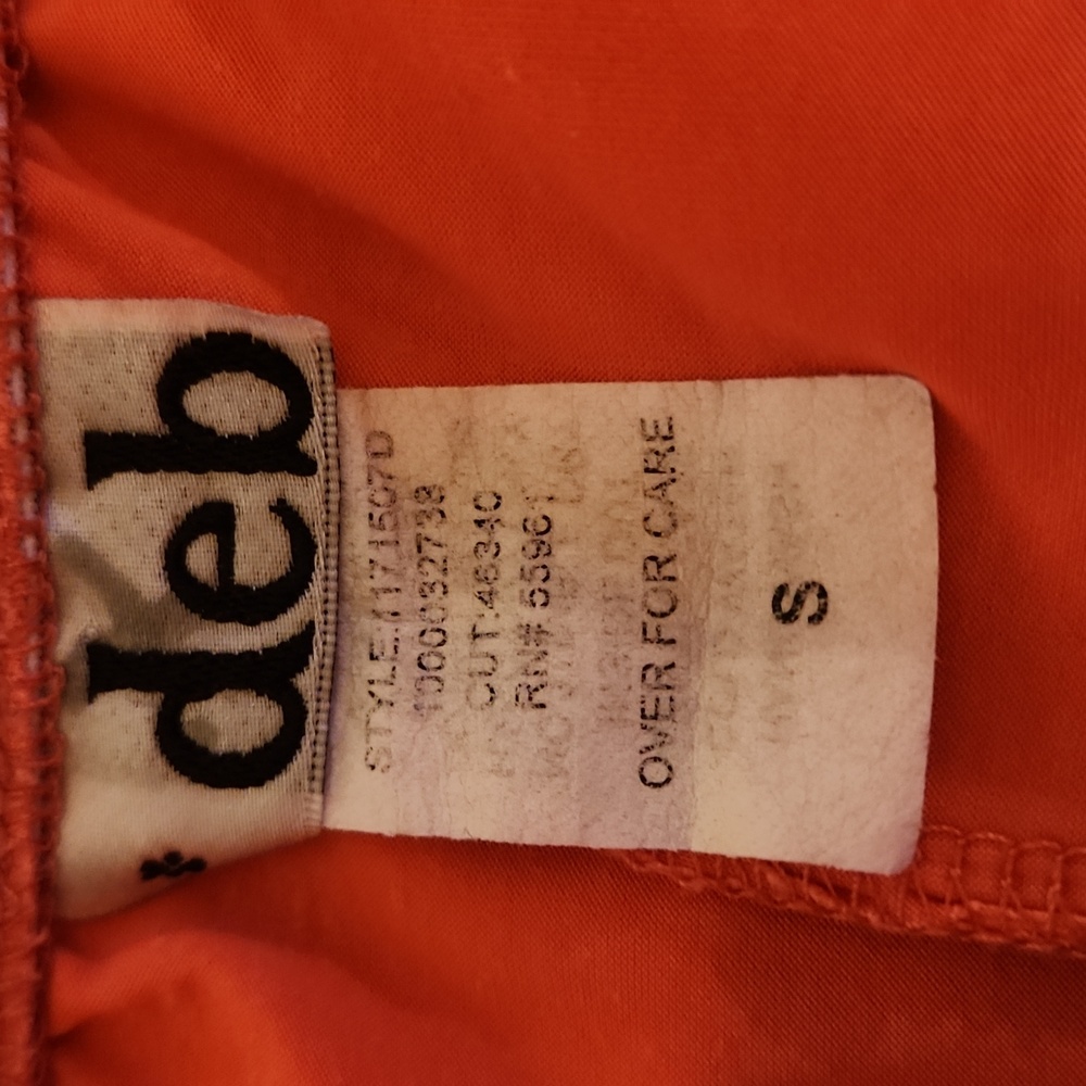 Y2K Vintage Deb Strapless Ruched NEON Orange Mini Dress Rhinestones S Party - Picture 2 of 16